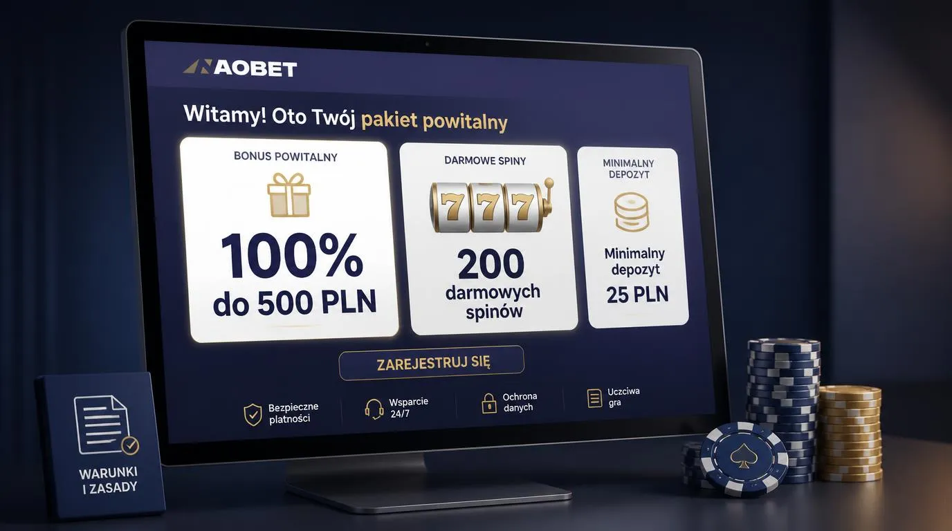 Panel bonusu powitalnego z premią 100% do 500 PLN, 200 darmowymi spinami i minimalnym depozytem 25 PLN
